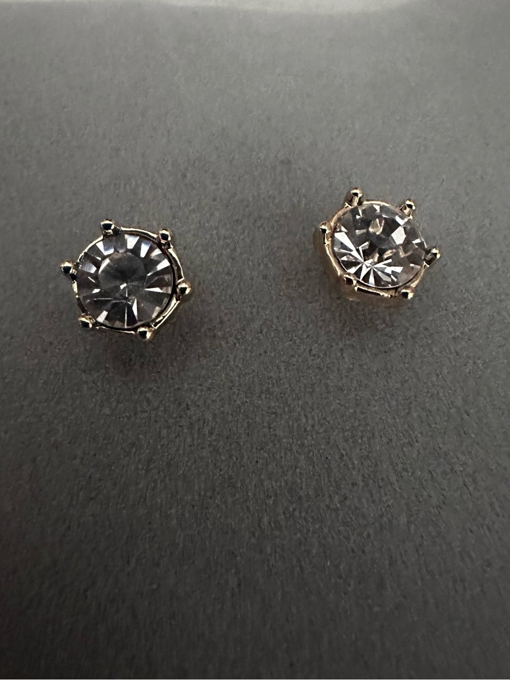 Clear Crystal Stud Earrings in Gold Setting